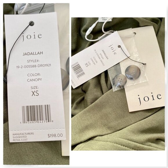Joie Jadallah moss green ponte dress, size XS, New with tag - Picture 4 of 11
